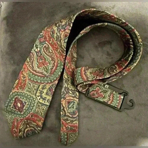 ✅💎Men’s  London Fog Silk Tie Necktie Green Gold Taupe - Picture 3 of 11